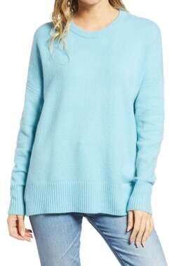 Treasure & Bond Cozy Crew Neck Sweater Ribbed Trim SMALL NEW Blue Milky NWT
